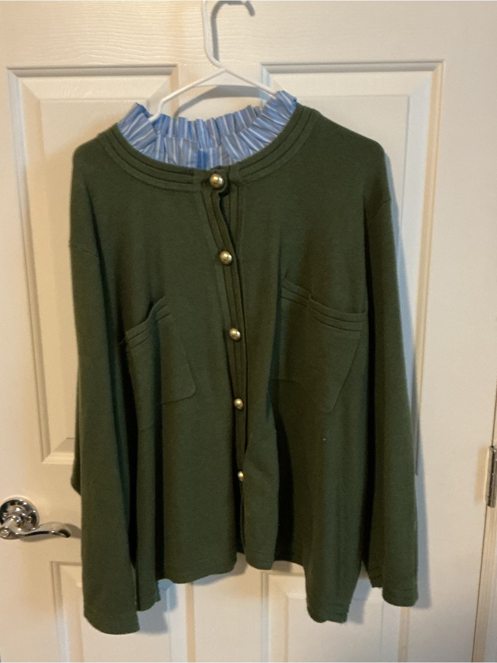 Free Assembly Green Women's Button-Front Sweater Cardigan